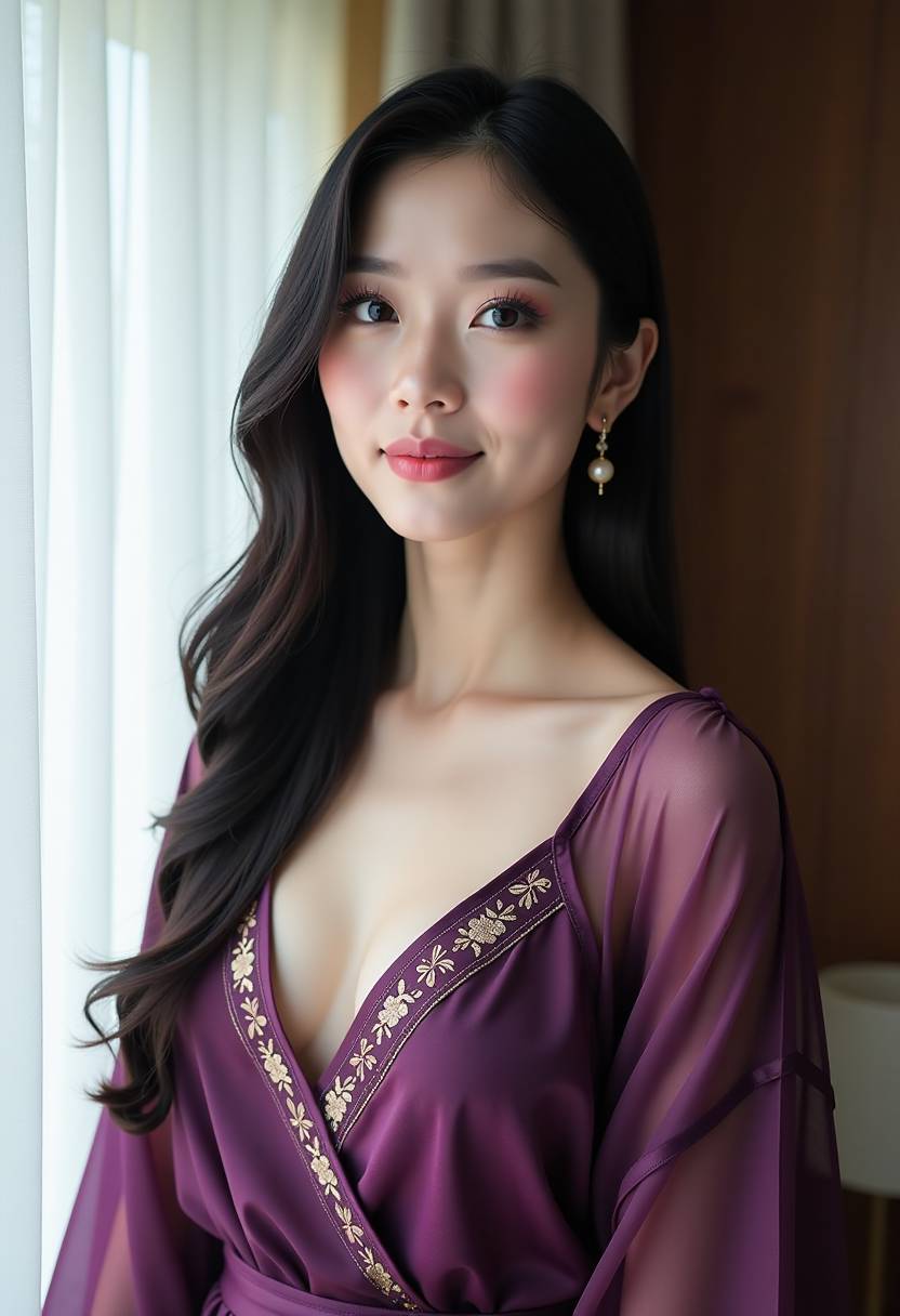 妈妈在厨房手扶灶台，窗边洒进温暖阳光